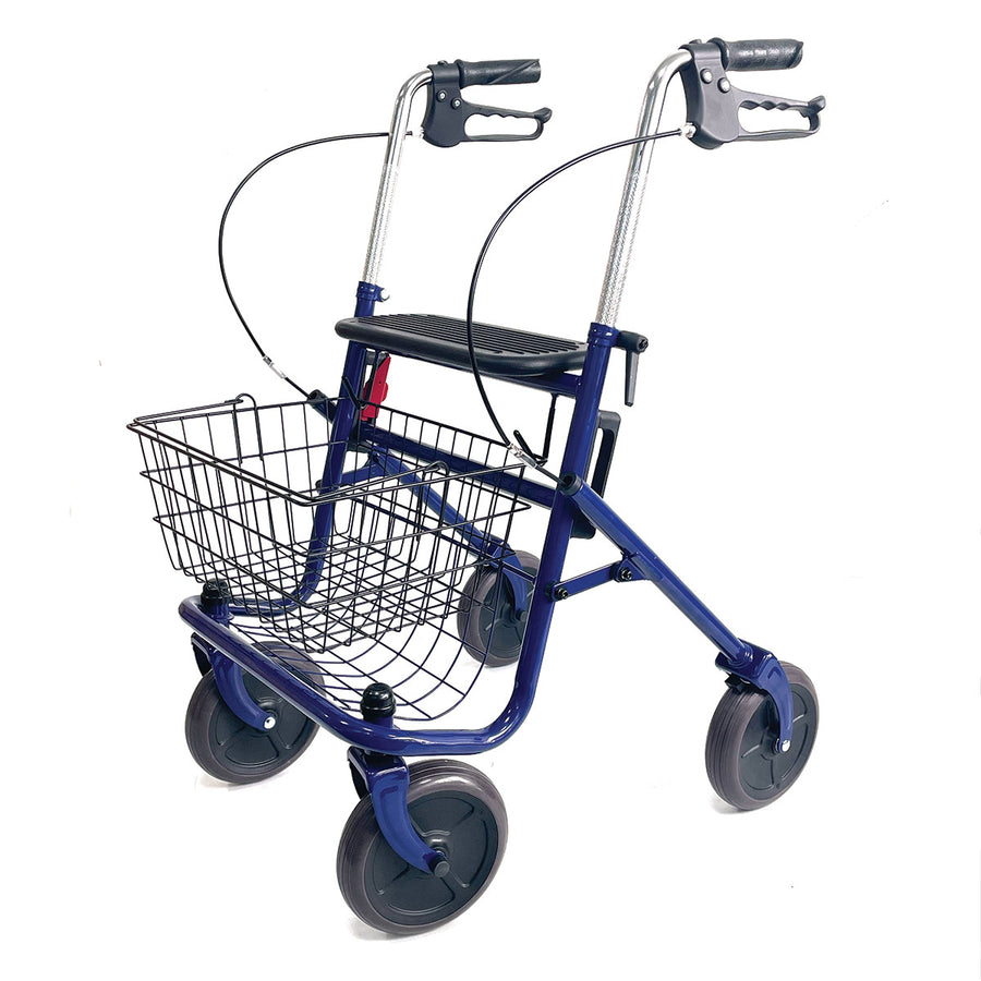 VARMA Rollator med korg, för inomhus- och utomhusbruk, blå