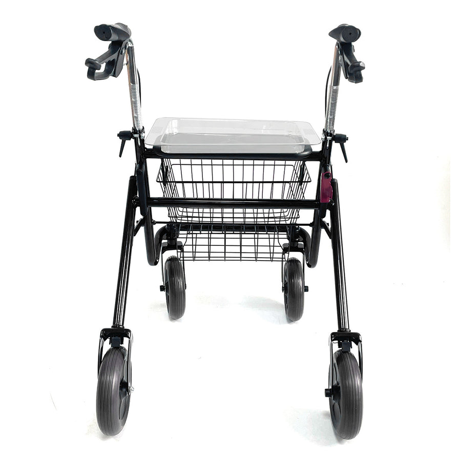 VARMA Rollator med korg, för inomhus- och utomhusbruk, svart