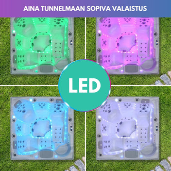 Utomhuspool 215 x 215 cm – 55 munstycken, Balboa WIFI, 39 LED-lampor