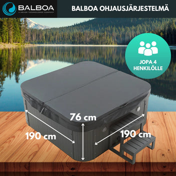 Utomhuspool 190 x 190 cm – 25 munstycken, Balboa WIFI, 3 kW värmare