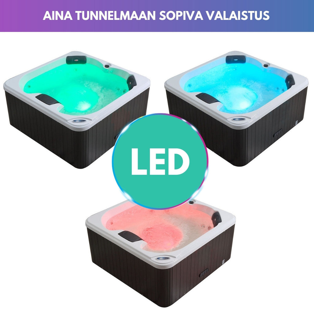 Pohjola Spa Utomhusbadtunna 160 x 160 cm, 4 personer, 12 jetstrålar, Grå WIFI Balboa