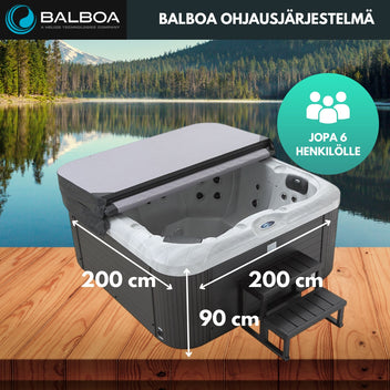 PREMIUM Utomhusbubbelbad för 6 personer, 34 munstycken, Grå WIFI Balboa