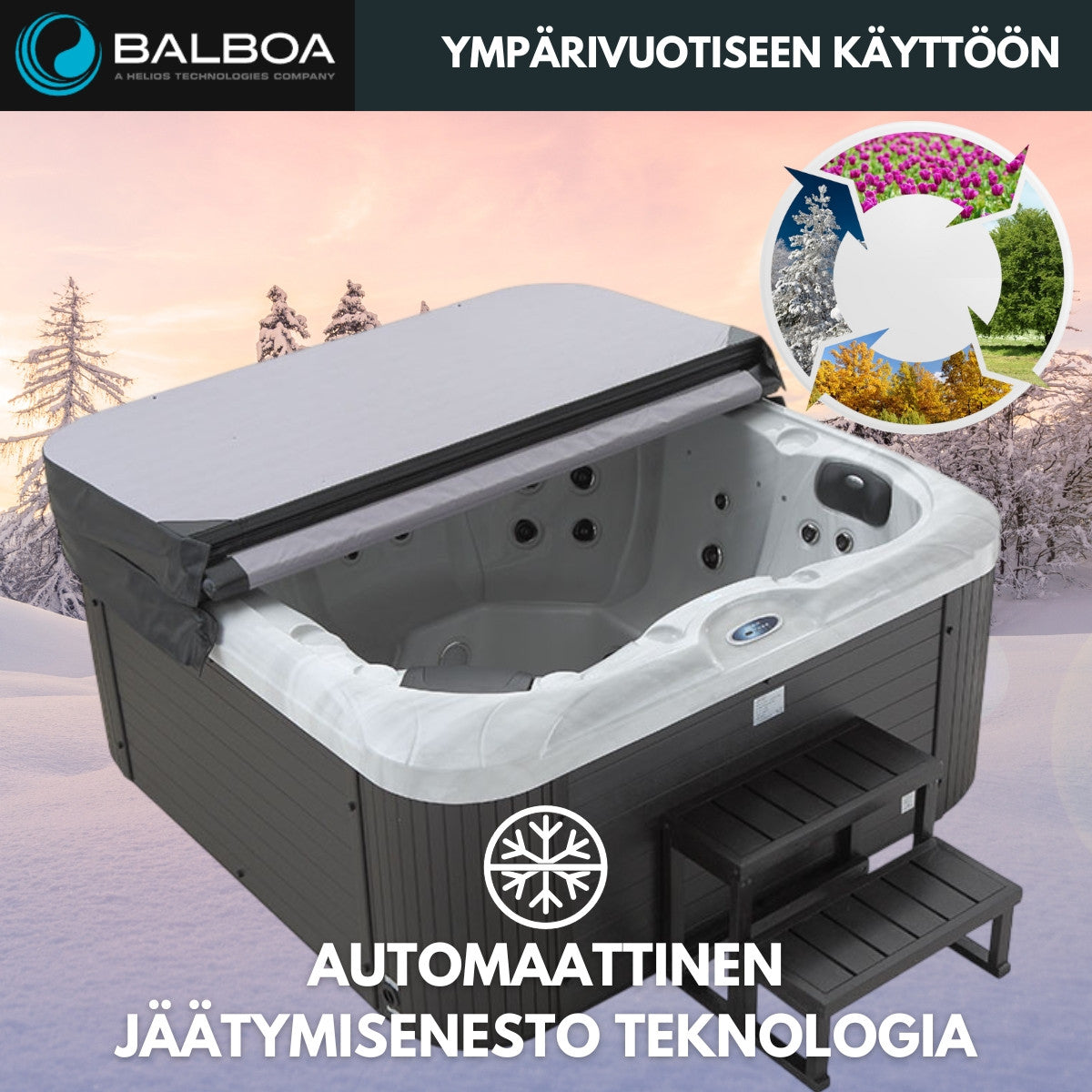 PREMIUM Utomhusbubbelbad för 6 personer, 34 munstycken, Grå WIFI Balboa