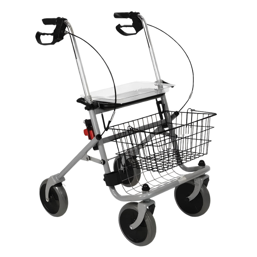 VARMA Rollator med korg, för inomhus- och utomhusbruk, grå
