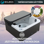 Pohjola Spa Utomhusbadtunna 160 x 160 cm, 4 personer, 12 jetstrålar, Grå WIFI Balboa