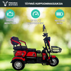 POHJOLA MOTORS Senioriskootteri 1000W etukorilla, 25km/h, 48V20AH, Punainen