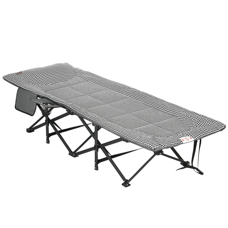 Hopfällbar solstol, 68 x 186 x 48 cm, svart/vit