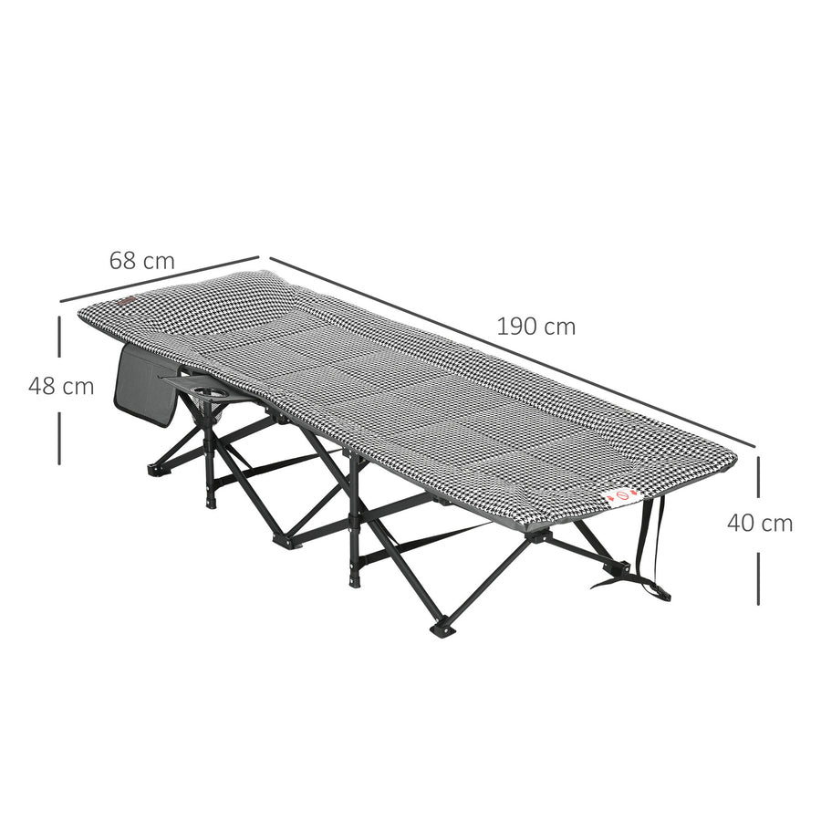 Hopfällbar solstol, 68 x 186 x 48 cm, svart/vit