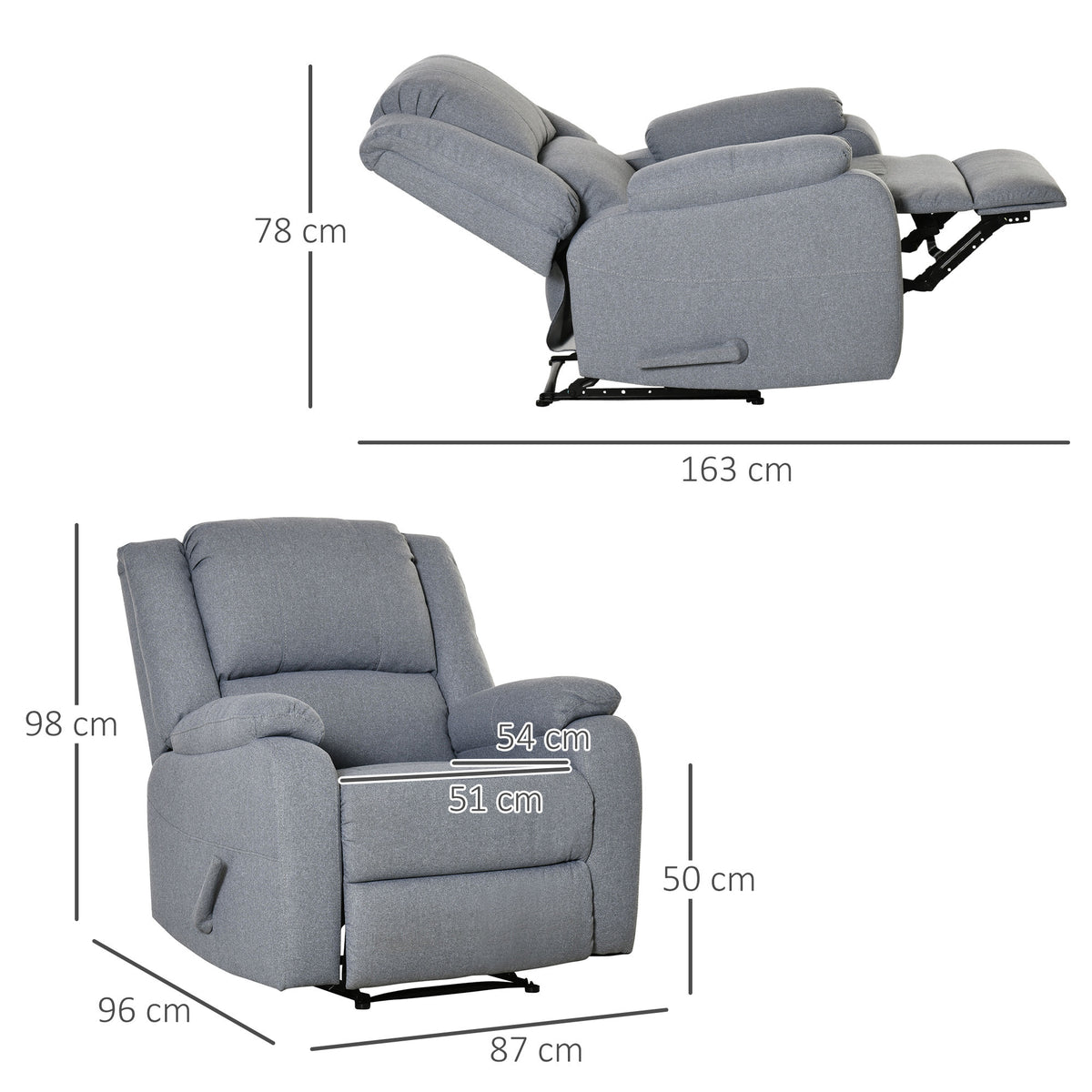 Mekanisk stol 87 x 96 x 98 cm Ljusgrå