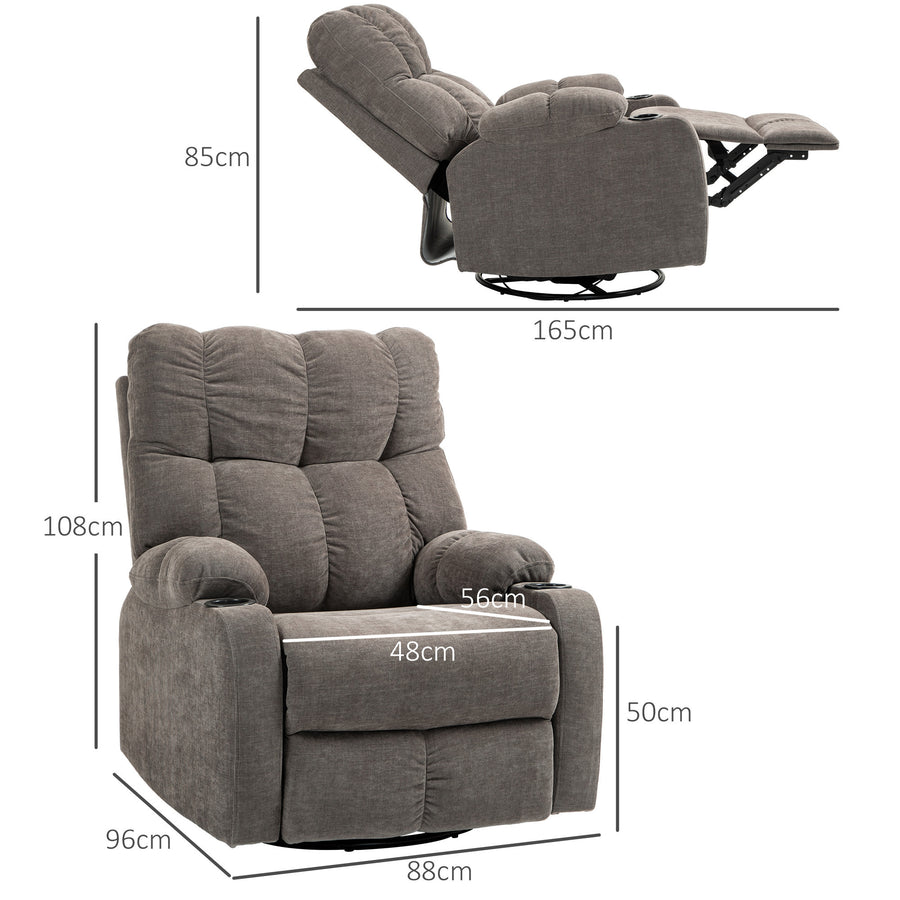 Mekanisk stol med gungfunktion och svängbar bas 88 x 96 x 108 cm Brun