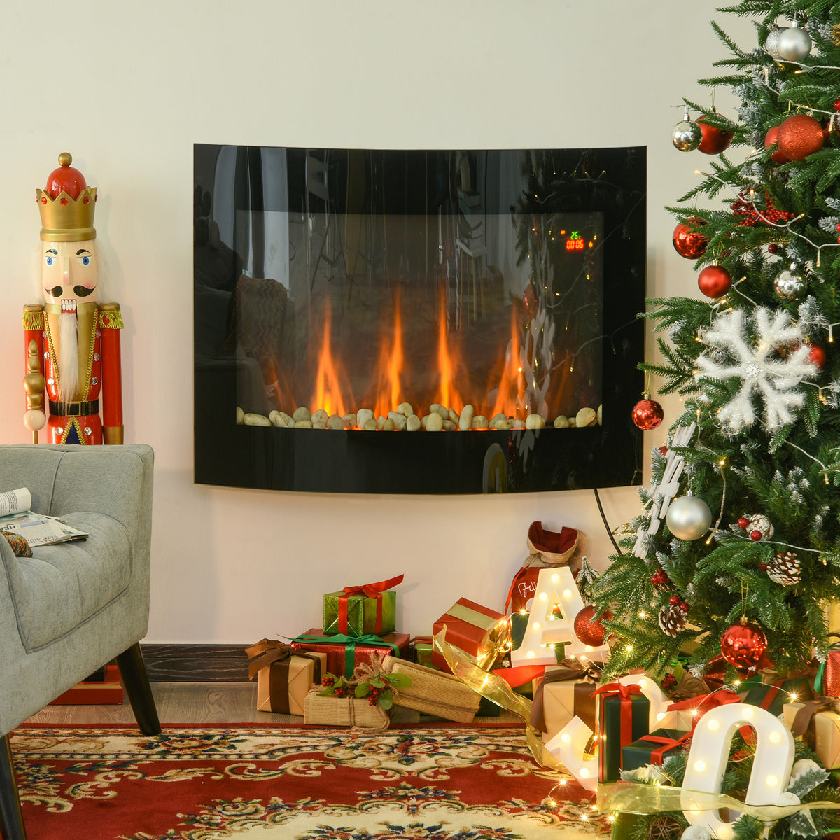 Sähkötakka 900/1800W LED 65 x 11,4 x 52 cm Musta
