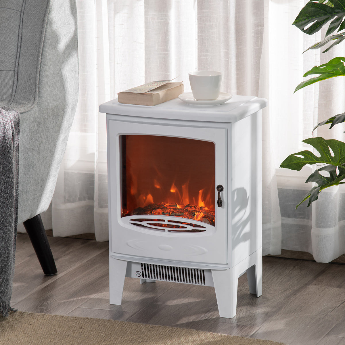 LED Sähkötakka 900/1800W 39 x 26 x 54.8 cm Valkoinen