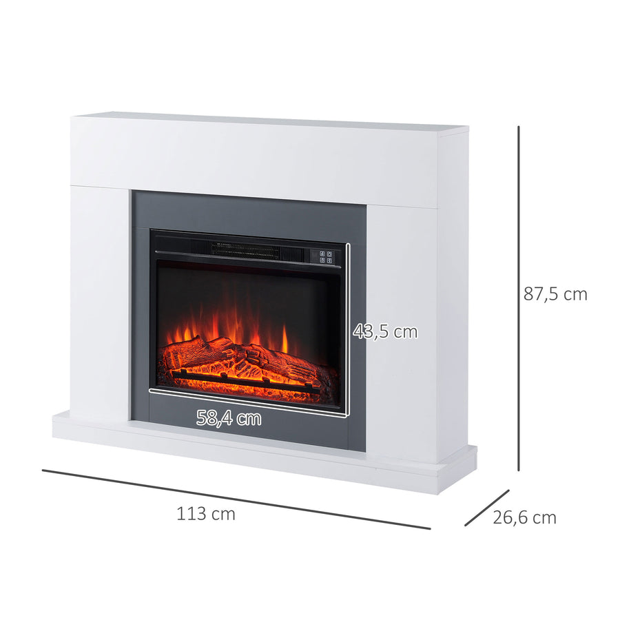LED Sähkötakka Kaukosäätimellä, 1800/2000W, 113 x 26.6 x 87.5 cm, Valkoinen