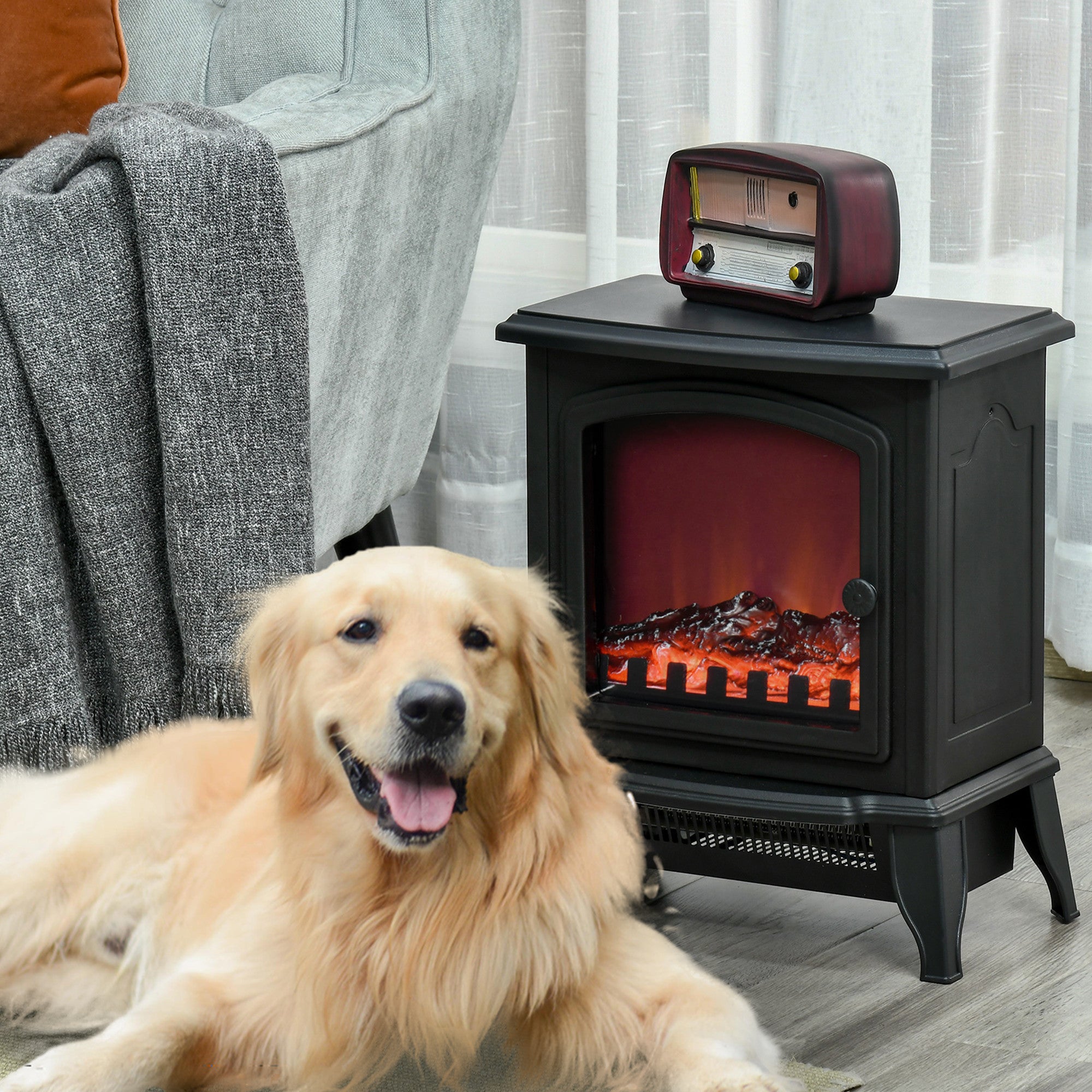 LED Sähkötakka 1000W/2000W 36.5 x 24 x 45.5 cm Musta