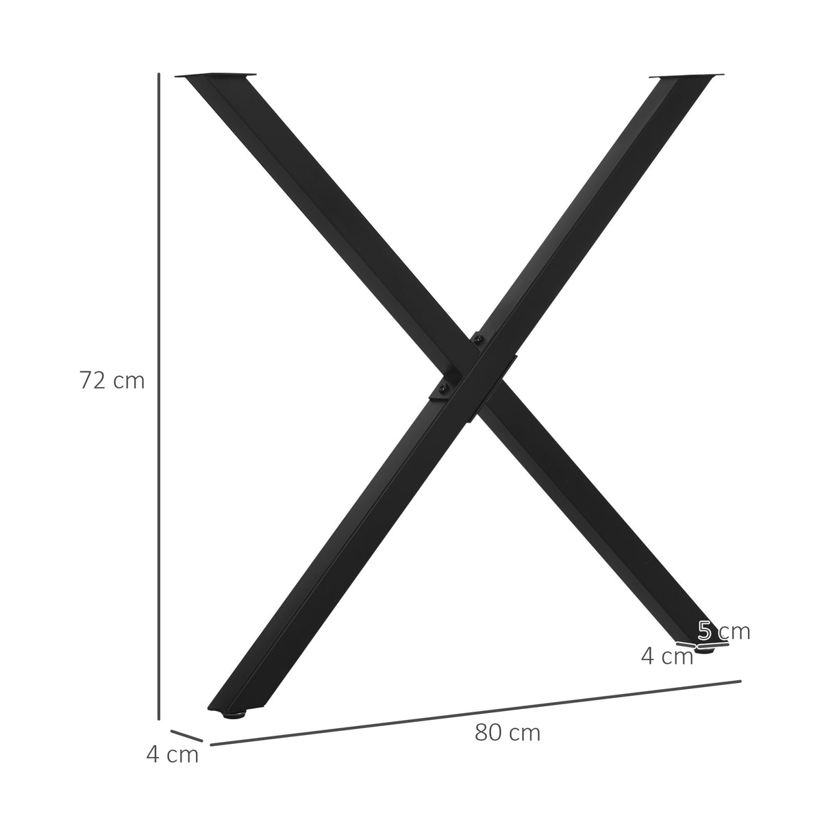 X-formade bordsben i stål, 72 cm, svarta
