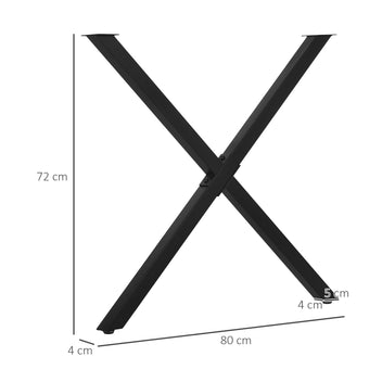 X-formade bordsben i stål, 72 cm, svarta