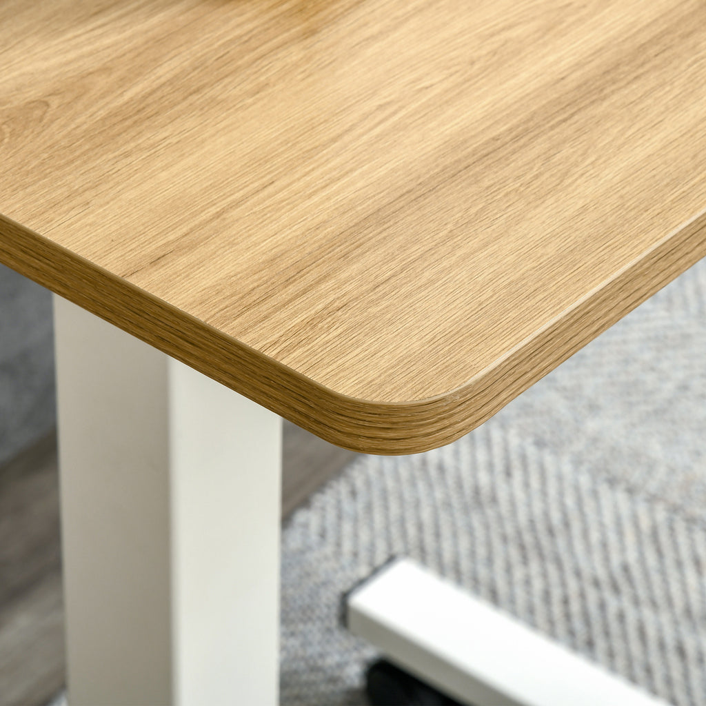 Korkeussäädettävä Työpöytä, Liikuteltava, 65 x 48 x 110cm, Valkoinen/Natural