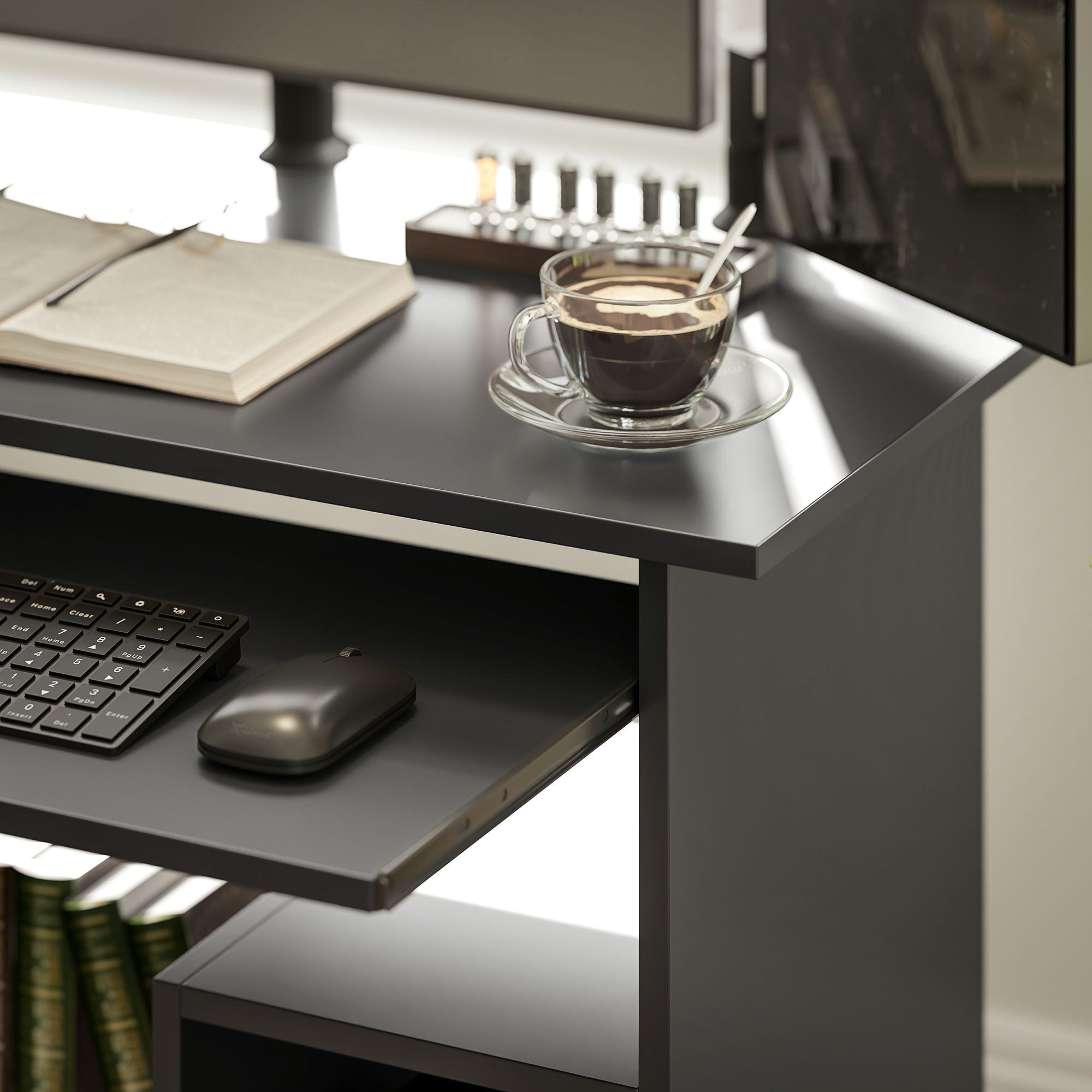 Tietokonepöytä / Työpöytä, 80 x 45 x 75 cm, Musta