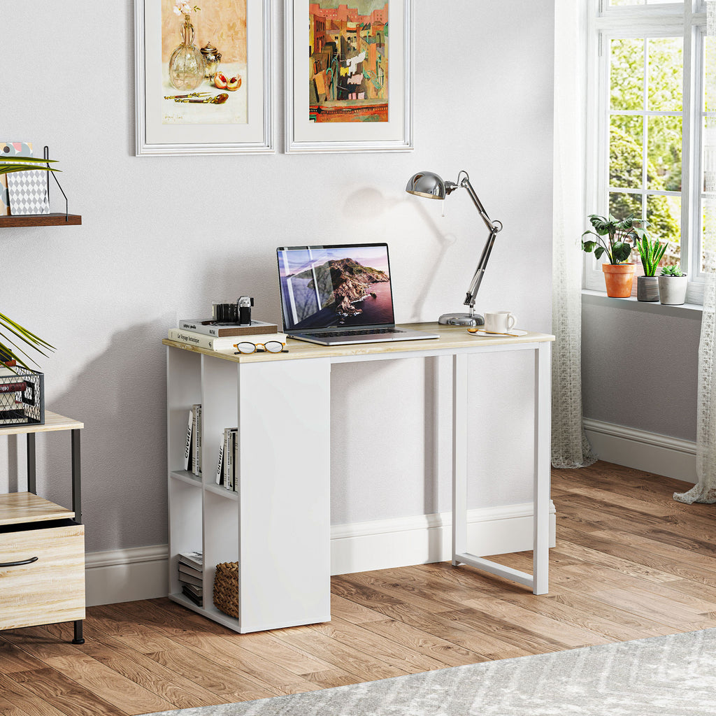 Tietokonepöytä Hyllyillä, 100 x 54 x 75 cm, Valkoinen
