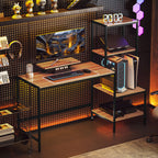 Tietokonepöytä / Työpöytä Hyllyillä, 150 x 48 x 125 cm, Ruskea/Musta