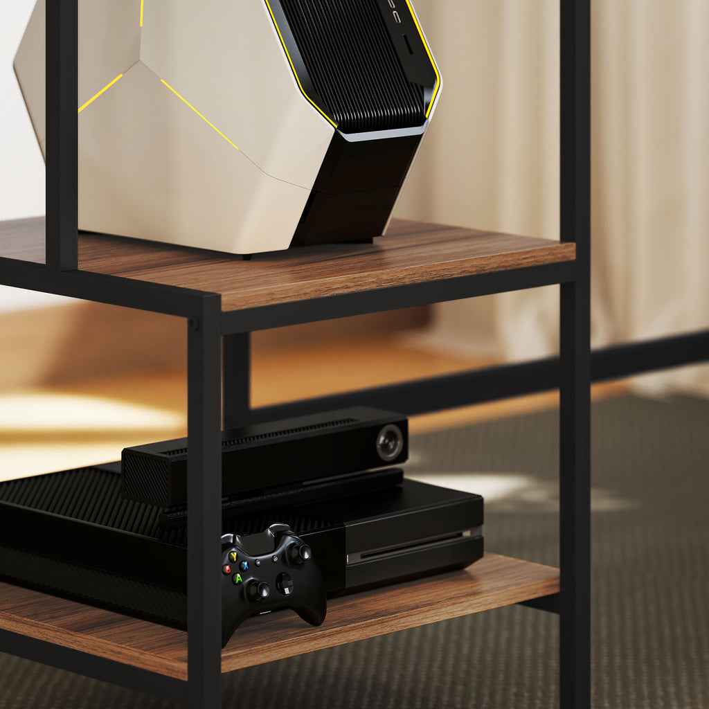 Tietokonepöytä / Työpöytä Hyllyillä, 150 x 48 x 125 cm, Ruskea/Musta