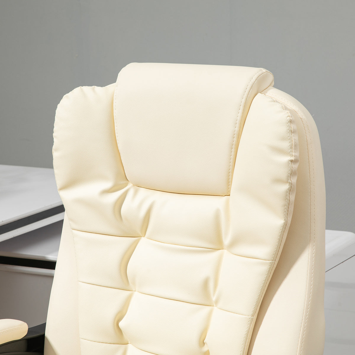 Toimistotuoli, Säädettävä Selkänoja Ja Jalkatuki, 64.5 x 69 x 109-117 cm, Beige
