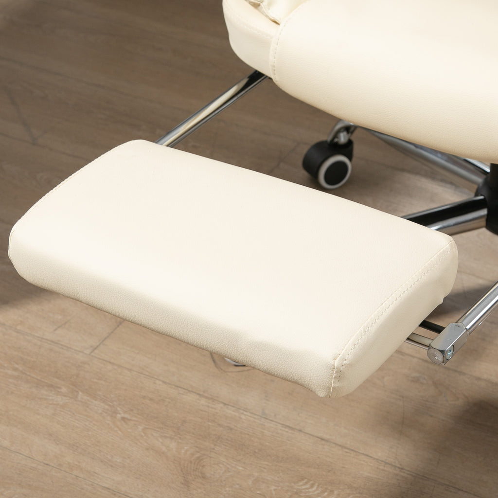 Kontorsstol, justerbart ryggstöd och fotstöd, 64,5 x 69 x 109–117 cm, beige