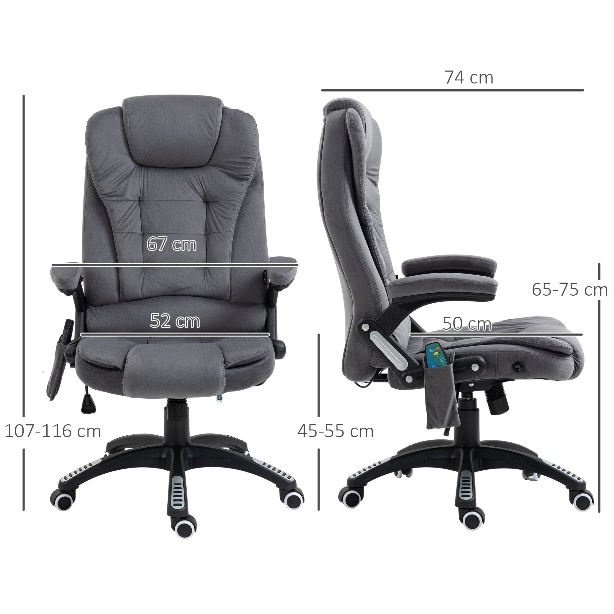 Hierova Toimistotuoli, Selkänojan Säätö, 68 x 72 x 110-120 cm, Harmaa