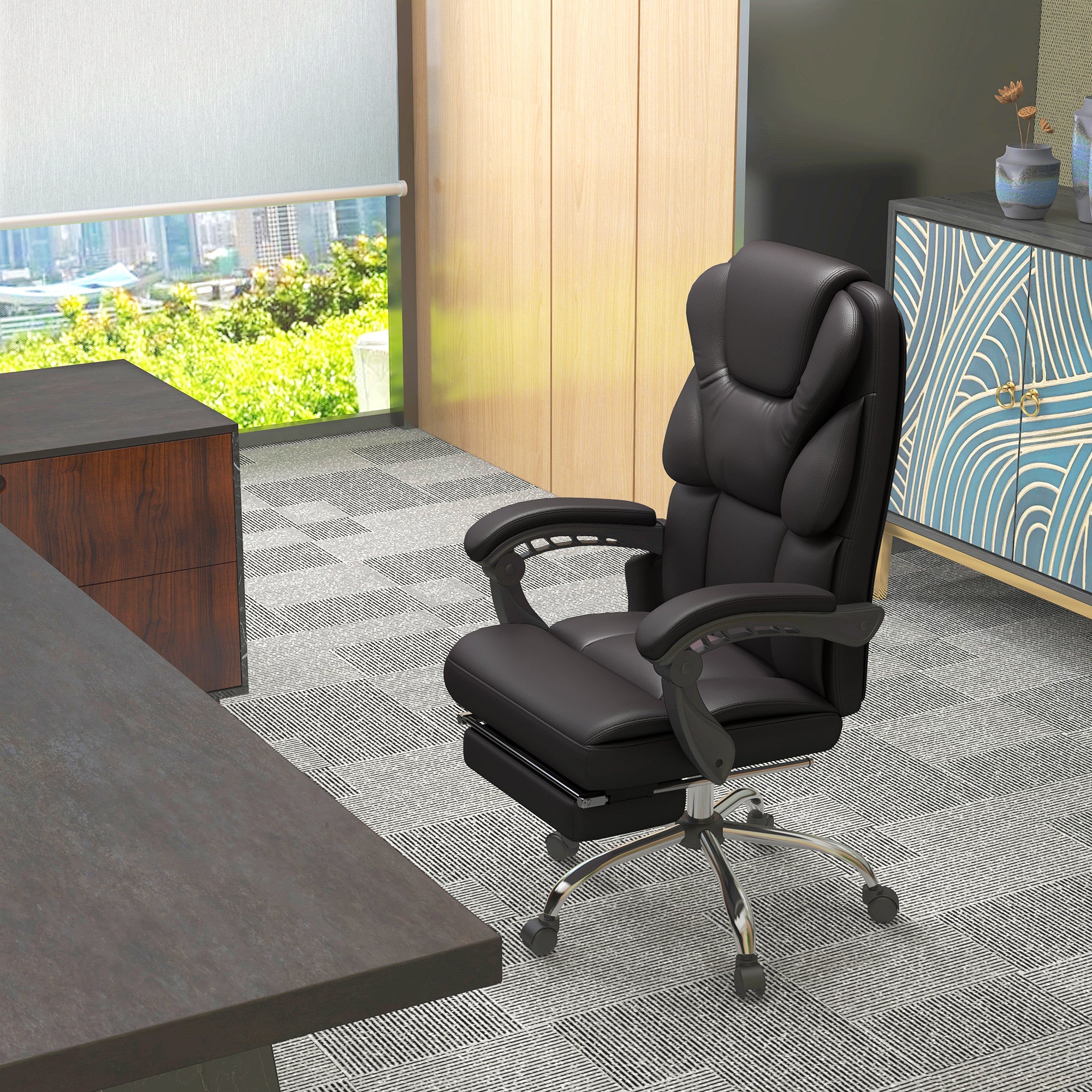 Hierova Toimistotuoli, Selkänojan Säätö Ja Jalkatuki, 63 x 57 x 118 cm, Tummanruskea