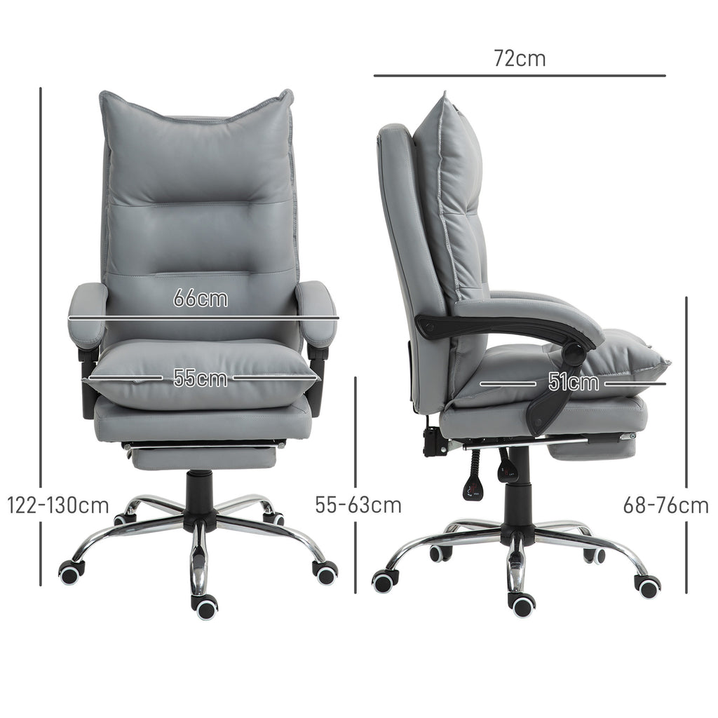 Toimistotuoli, Selkänojan Säätö Ja Jalkatuki, 66 x 72 x 122-130 cm, Vaaleanharmaa