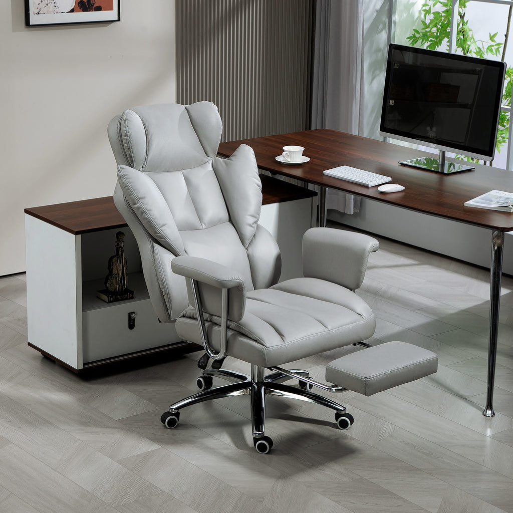 Toimistotuoli, Selkänojan Säätö Ja Jalkatuki, 74 x 65 x 120-128 cm, Vaaleanharmaa