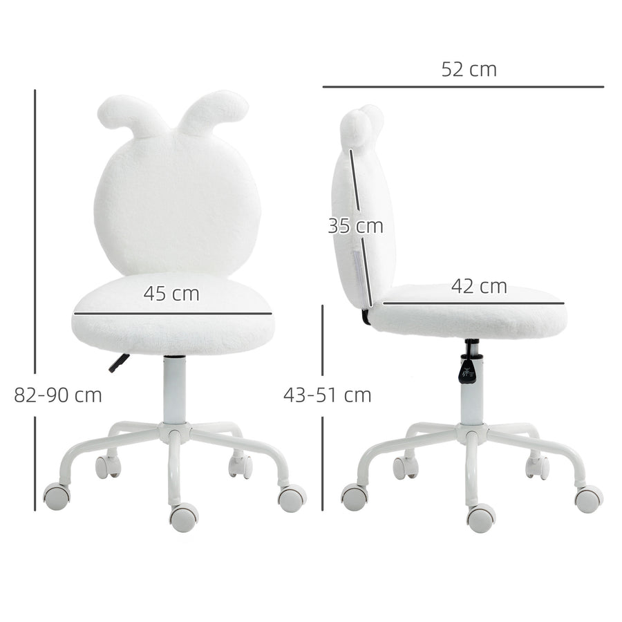 Kontorsstol med armstöd, 45 x 52 x 82-90 cm, vit