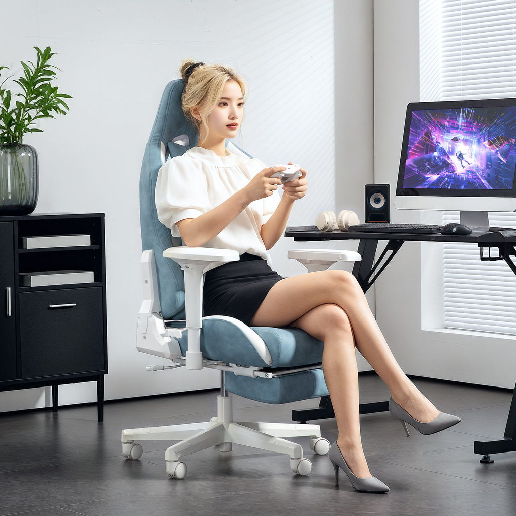 Pelituoli, Selkänojan Säätö Ja Jalkatuet, 74 x 73 x 120-129 cm, Sininen