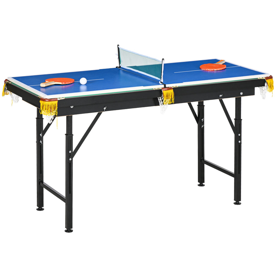 2-i-1 spelbord, pingisbord/biljardbord, 140 x 63 x 80 cm, blått