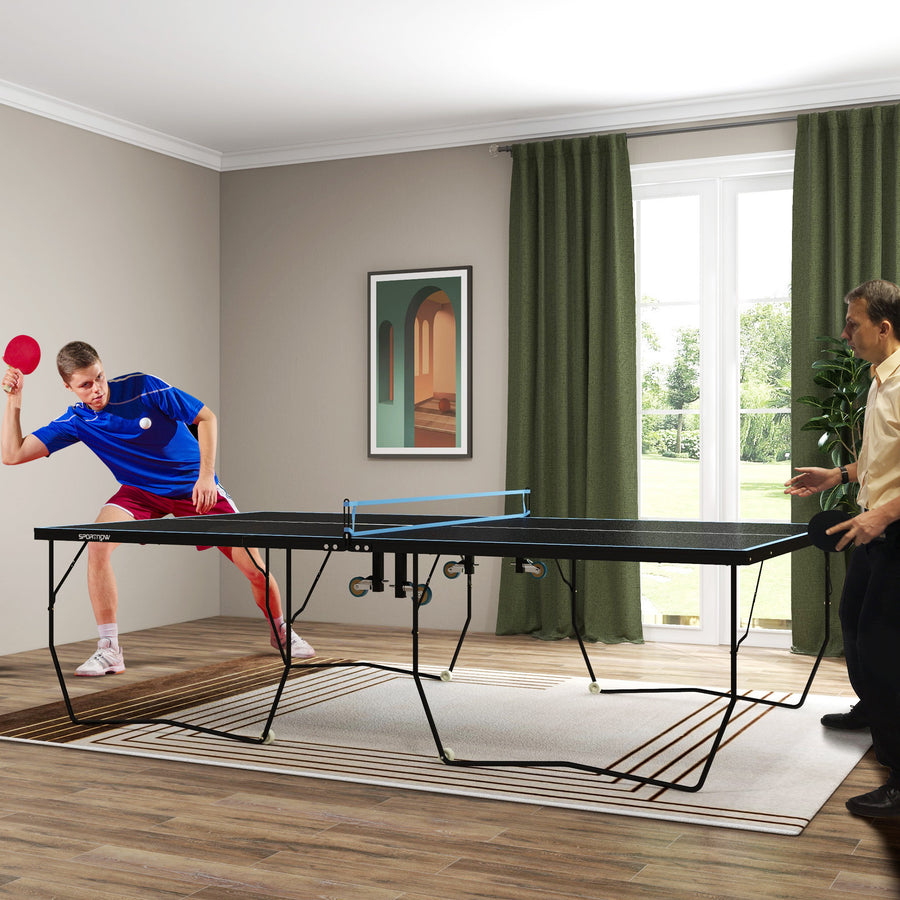 Pingisbord / Bordtennis och racketar, hopfällbart, svart