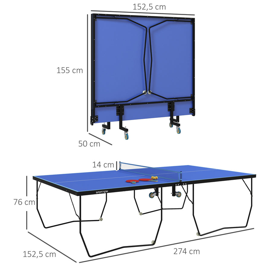 Pingisbord / Bordtennis och racketar, hopfällbart, blått