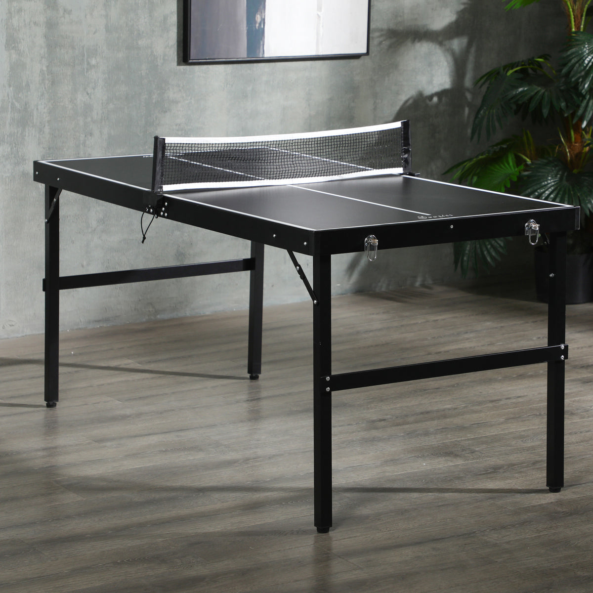 Pingispöytä / Pöytätennis, Taitettava, 152 x 76 x 72 cm, Musta