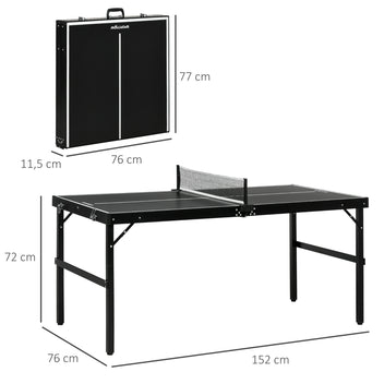 Pingisbord / Bordtennis, hopfällbart, 152 x 76 x 72 cm, svart