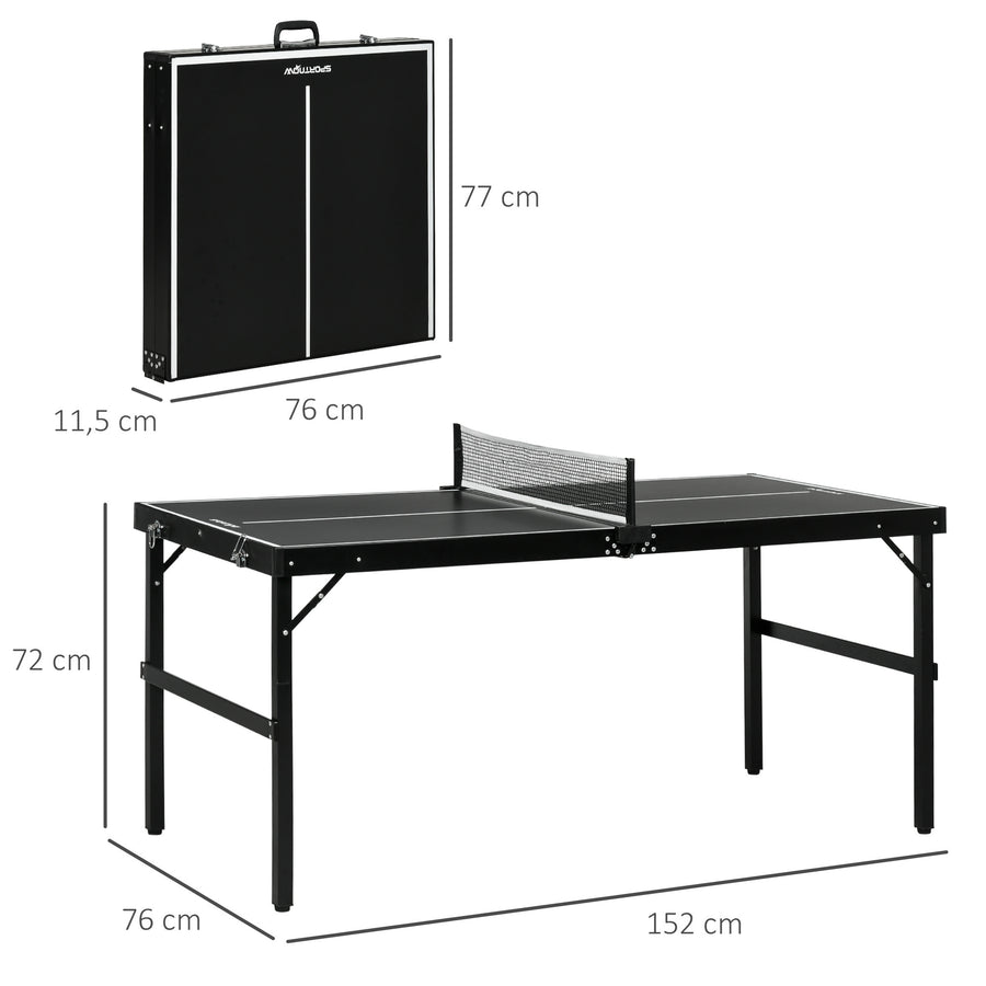 Pingispöytä / Pöytätennis, Taitettava, 152 x 76 x 72 cm, Musta