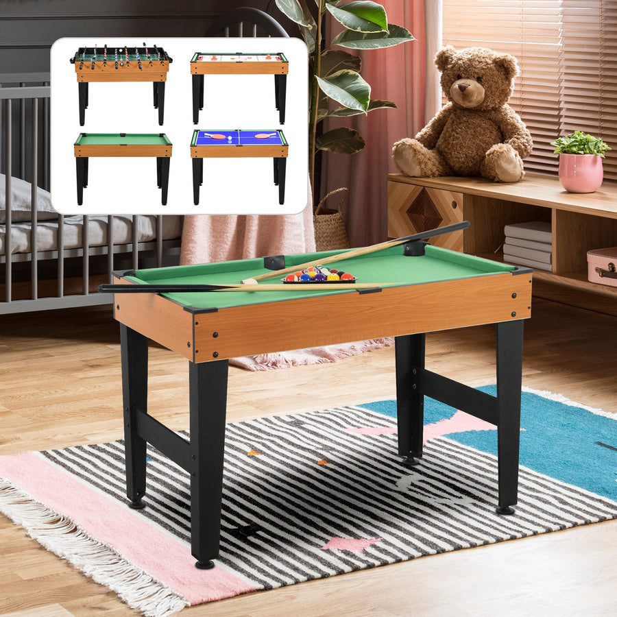 4-in-1 Pelipöytä, Pöytätennis, Pöytäjalkapallo, Ilmakiekko, Biljardi
