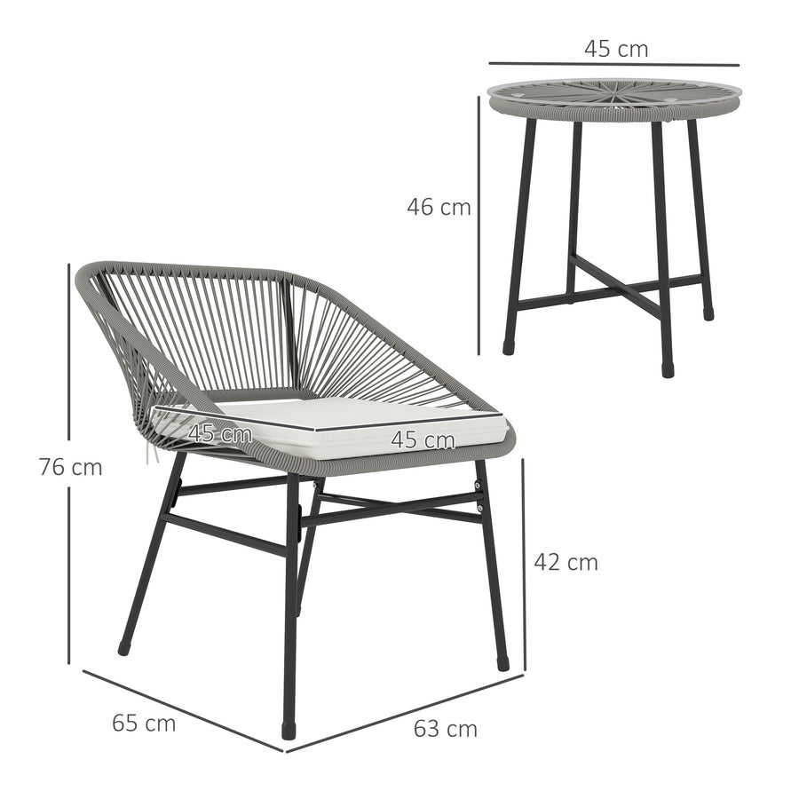 Polyrottinki Bistro Set 3-delat, grått
