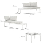 Kulmasohva Ja Puutarhapöytä, Alumiini, Kermanvalkoinen