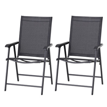 Fällbara stolar, set om 2, 58 x 64 x 94 cm, svarta