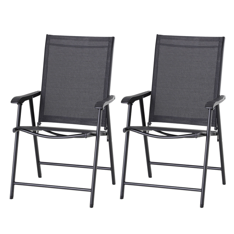 Fällbara stolar, set om 2, 58 x 64 x 94 cm, svarta