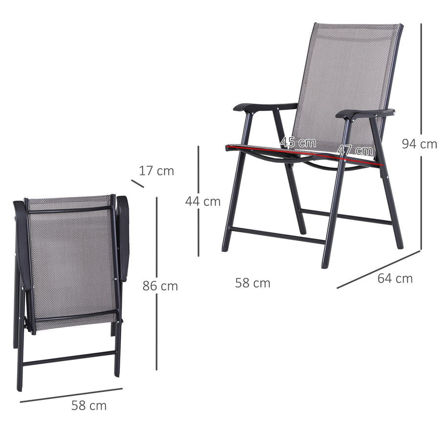 Fällbara stolar, set om 2, 58 x 64 x 94 cm, grå