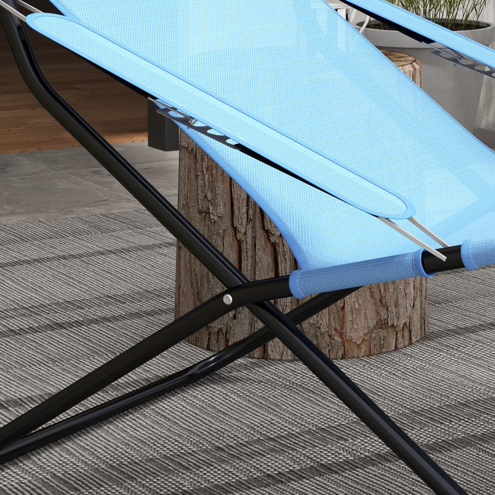 Taittotuoli, Säädettävä, 69 x 91 x 96 cm, Sininen