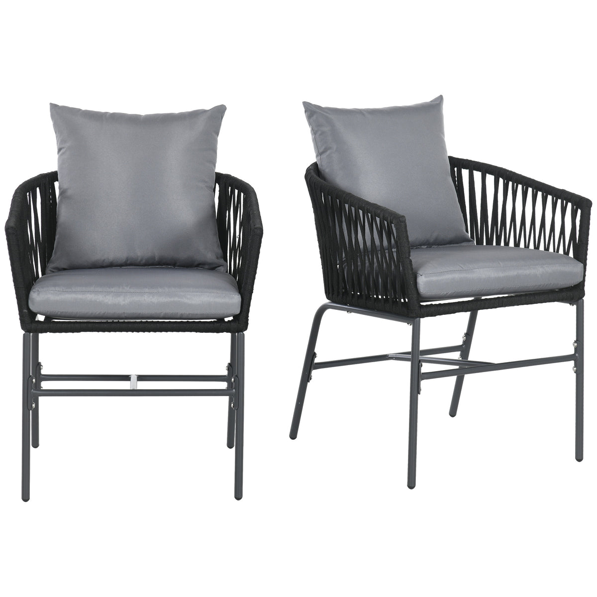 Polyrottinki trädgårdsstolar 2-delars set, 57 x 60 x 71 cm, mörkgrå