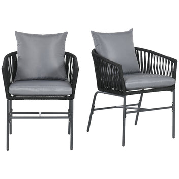 Polyrottinki trädgårdsstolar 2-delars set, 57 x 60 x 71 cm, mörkgrå