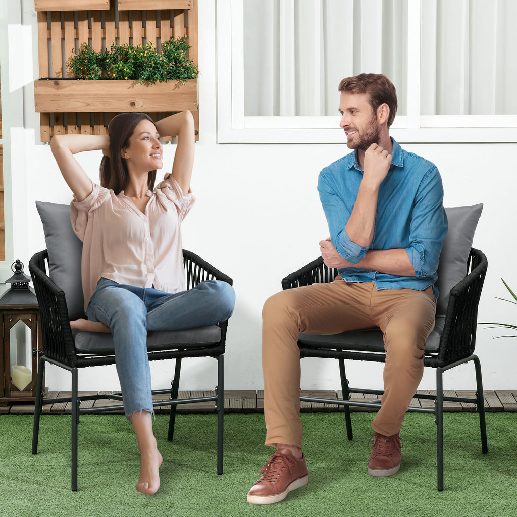 Polyrottinki Puutarhatuolit 2kpl-Setti, 57 x 60 x 71cm, Tummanharmaa