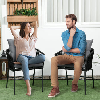Polyrottinki trädgårdsstolar 2-delars set, 57 x 60 x 71 cm, mörkgrå